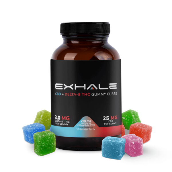 Exhale Wellness CBD + THC Gummies Cubes